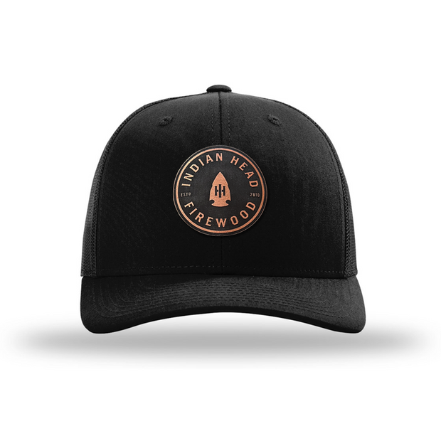 Arrowhead Circular Leather Patch Black Trucker