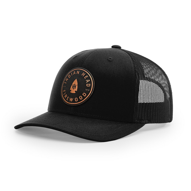 Arrowhead Circular Leather Patch Black Trucker